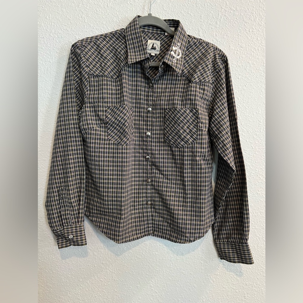 Cowgirl Hardware CH Women's Long Sleeve Button Up Shirt Brown, embroidery a239